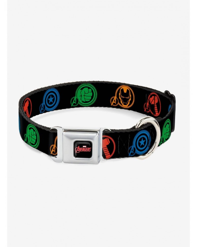 Marvel Avengers Superhero Logos Seatbelt Buckle Pet Collar $8.47 Pet Collars