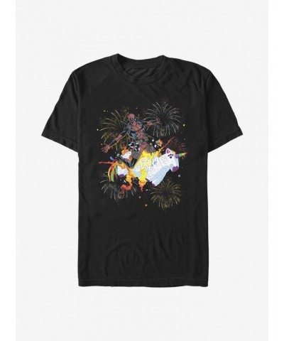 Marvel Deadpool Unicorn Fireworks T-Shirt $8.60 T-Shirts