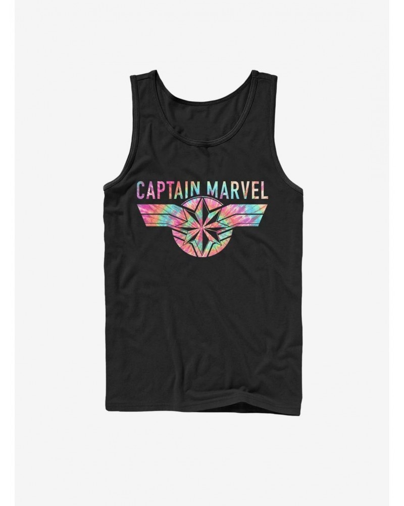 Marvel Captain Marvel Tie-Dye Captain Logo Tank $6.97 Tanks