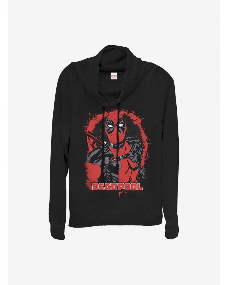 Marvel Deadpool Painted Deadpool Cowlneck Long-Sleeve Girls Top $16.16 Tops