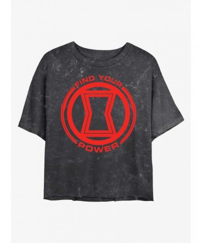 Marvel Black Widow Power of Black Widow Mineral Wash Crop Girls T-Shirt $9.94 T-Shirts