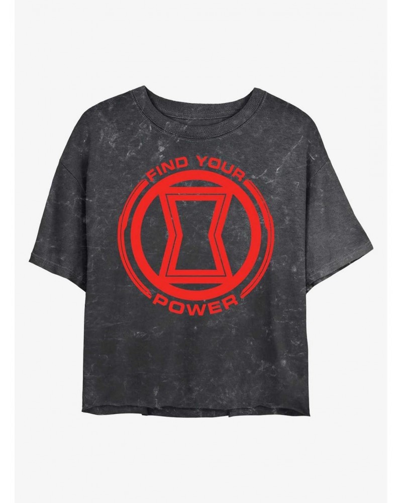 Marvel Black Widow Power of Black Widow Mineral Wash Crop Girls T-Shirt $9.94 T-Shirts