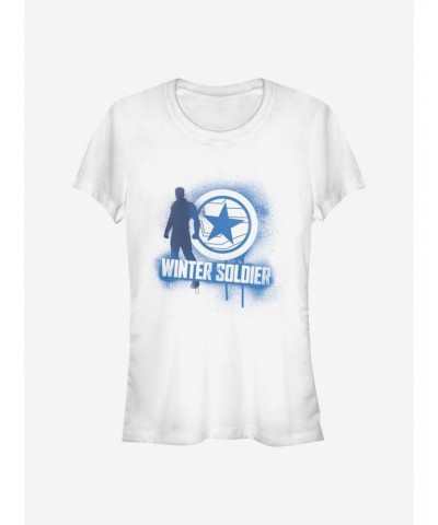 Marvel The Falcon And The Winter Soldier Winter Soldier Spray Paint Girls T-Shirt $7.57 T-Shirts