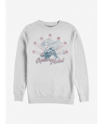 Marvel Captain Marvel Retro Stars Crew Sweatshirt $12.10 Sweatshirts