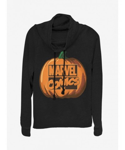 Marvel Logo Pumpkin Cowl Neck Long-Sleeve Girls Top $15.09 Tops