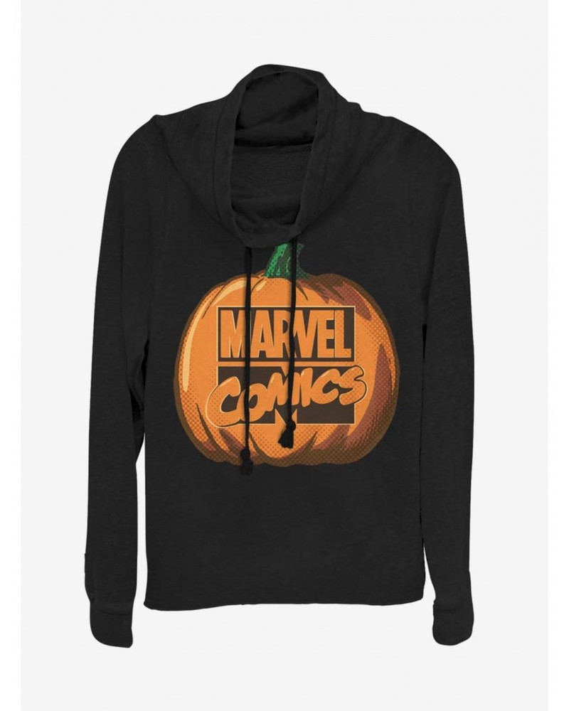 Marvel Logo Pumpkin Cowl Neck Long-Sleeve Girls Top $15.09 Tops