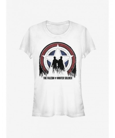 Marvel The Falcon And The Winter Soldier Silhouette Shield Girls T-Shirt $8.96 T-Shirts