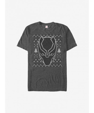 Marvel Black Panther Ugly Christmas Sweater Mask T-Shirt $7.46 T-Shirts