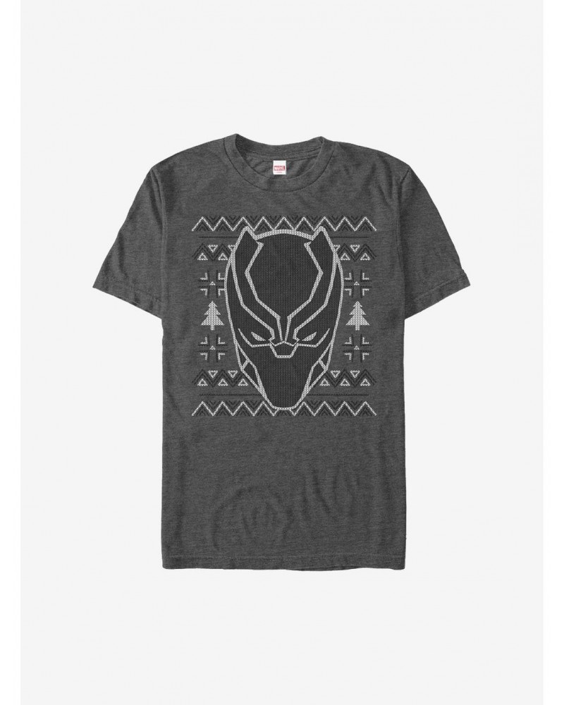 Marvel Black Panther Ugly Christmas Sweater Mask T-Shirt $7.46 T-Shirts