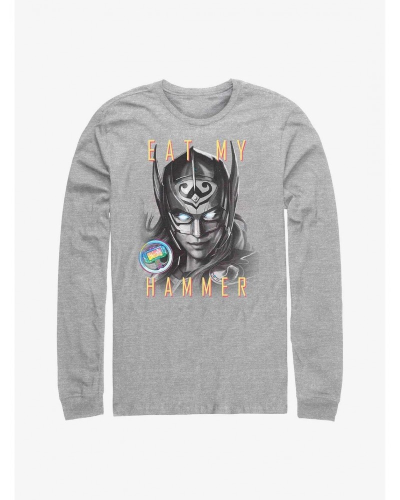 Marvel Thor: Love and Thunder Eat My Hammer Dr. Jane Foster Portrait Long-Sleeve T-Shirt $9.48 T-Shirts