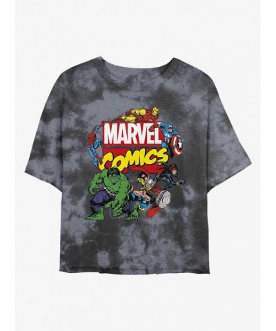 Marvel Avengers Classic Logo Tie-Dye Girls Crop T-Shirt $10.87 T-Shirts