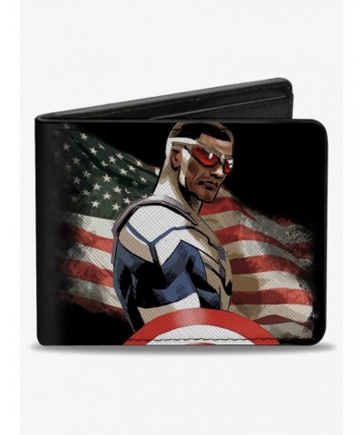 Marvel Captain America Sam Wilson American Flag Pose Bifold Wallet $6.90 Wallets