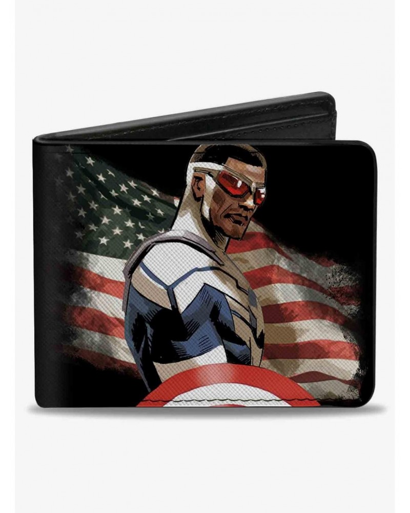 Marvel Captain America Sam Wilson American Flag Pose Bifold Wallet $6.90 Wallets