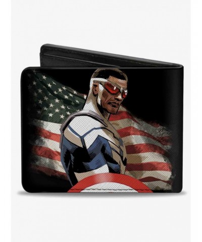 Marvel Captain America Sam Wilson American Flag Pose Bifold Wallet $6.90 Wallets