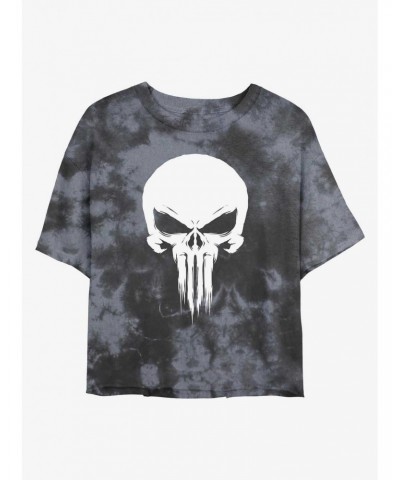 Marvel The Punisher Skull Tie-Dye Girls Crop T-Shirt $11.56 T-Shirts