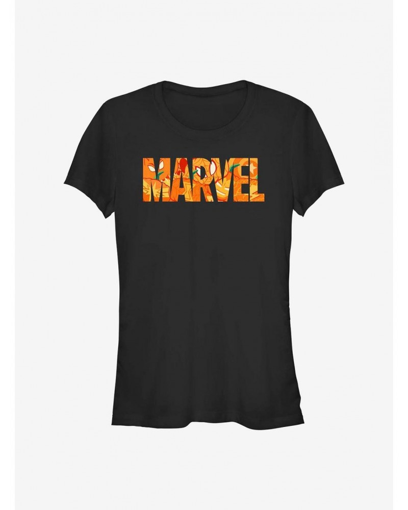 Marvel Logo Pumpkin Logo Girls T-Shirt $9.96 T-Shirts