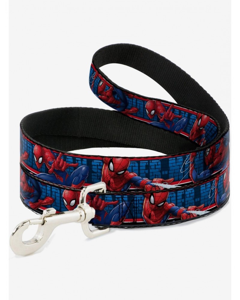 Marvel Spider-Man 3 Action Poses Bricks Stripe Blues Red White Dog Leash 6 Ft $7.10 Scenes