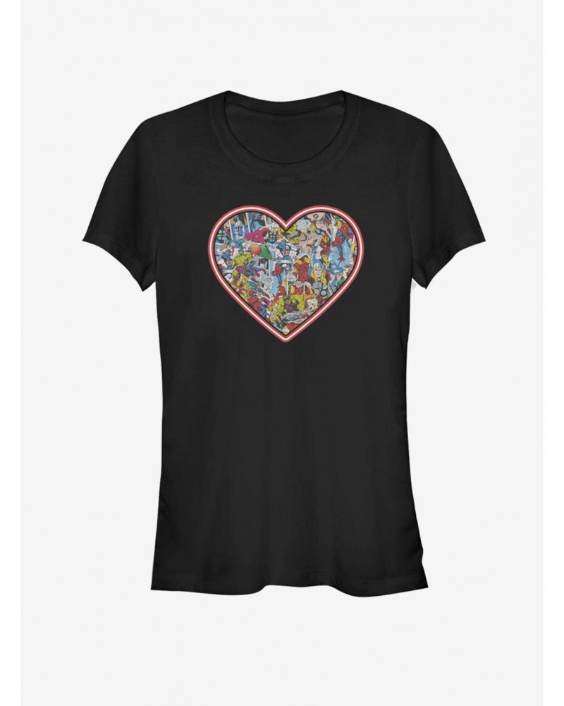 Marvel Avengers Comic Glow Heart Girls T-Shirt $7.57 T-Shirts