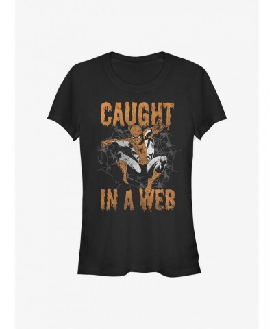 Marvel Spider-Man Caught In A Web Girls T-Shirt $7.57 T-Shirts