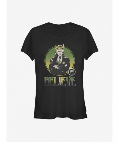 Marvel Loki Circle Believe Girls T-Shirt $6.57 T-Shirts