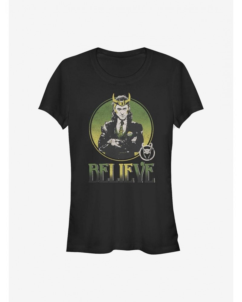 Marvel Loki Circle Believe Girls T-Shirt $6.57 T-Shirts