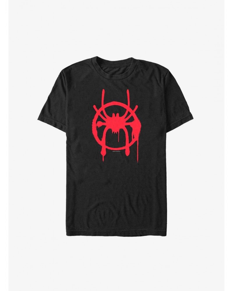 Marvel Spider-Man Miles Morales Spray Paint Symbol Extra Soft T-Shirt $8.37 T-Shirts