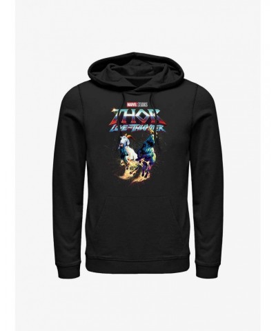 Marvel Thor: Love And Thunder Rainbow Goats Hoodie $15.45 Hoodies