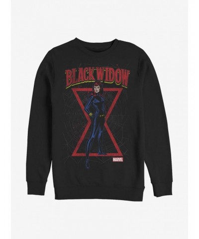 Marvel Black Widow Black Web Crew Sweatshirt $8.86 Sweatshirts