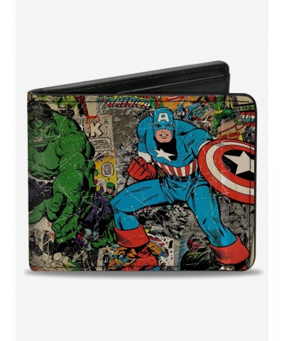 Marvel Avengers Comics Retro Avengers Group Pose With Comics Books Bifold Wallet $7.11 Wallets