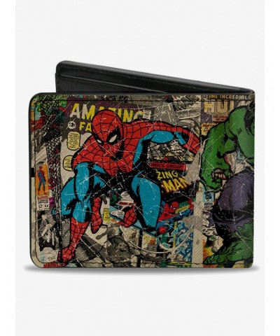 Marvel Avengers Comics Retro Avengers Group Pose With Comics Books Bifold Wallet $7.11 Wallets