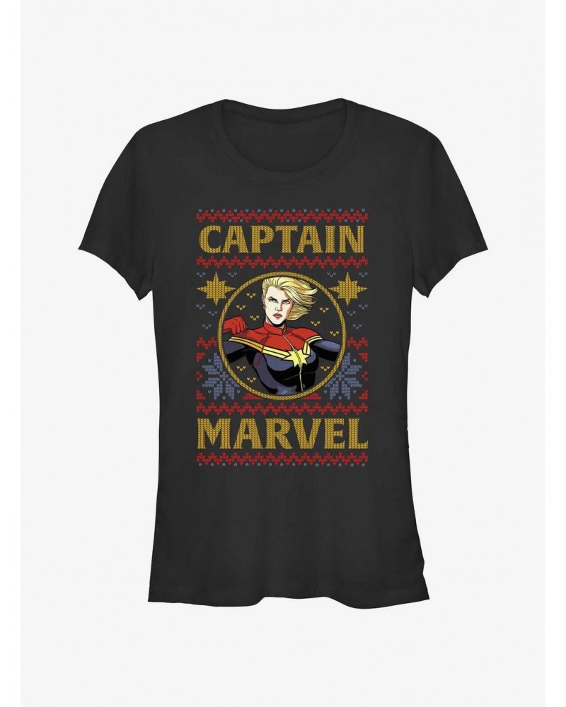 Marvel Captain Marvel Ugly Christmas Girls T-Shirt $9.36 T-Shirts