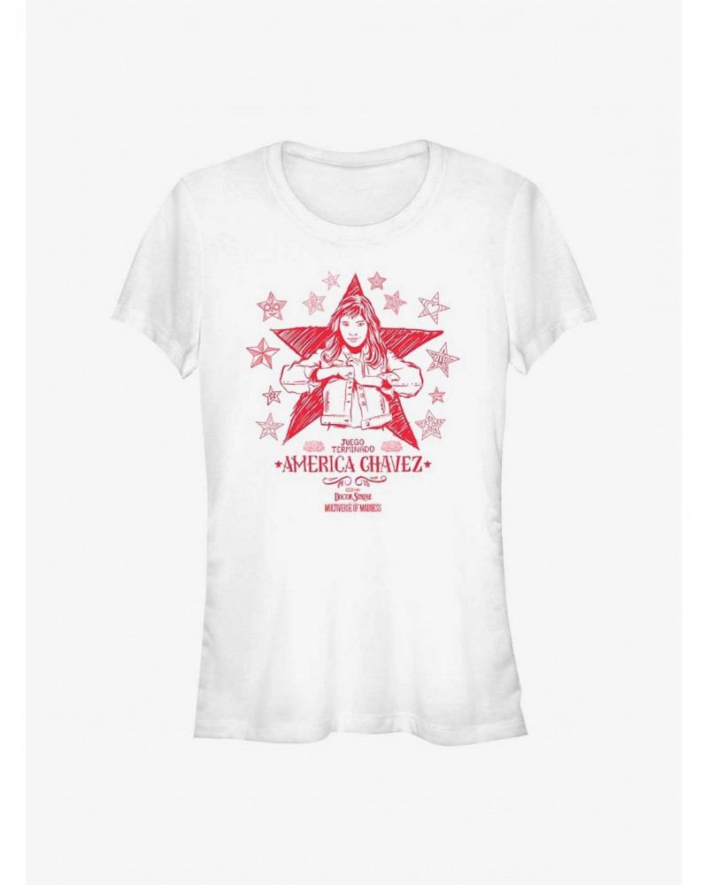 Marvel Doctor Strange In The Multiverse Of Madness Doodle Chavez Girls T-Shirt $9.56 T-Shirts