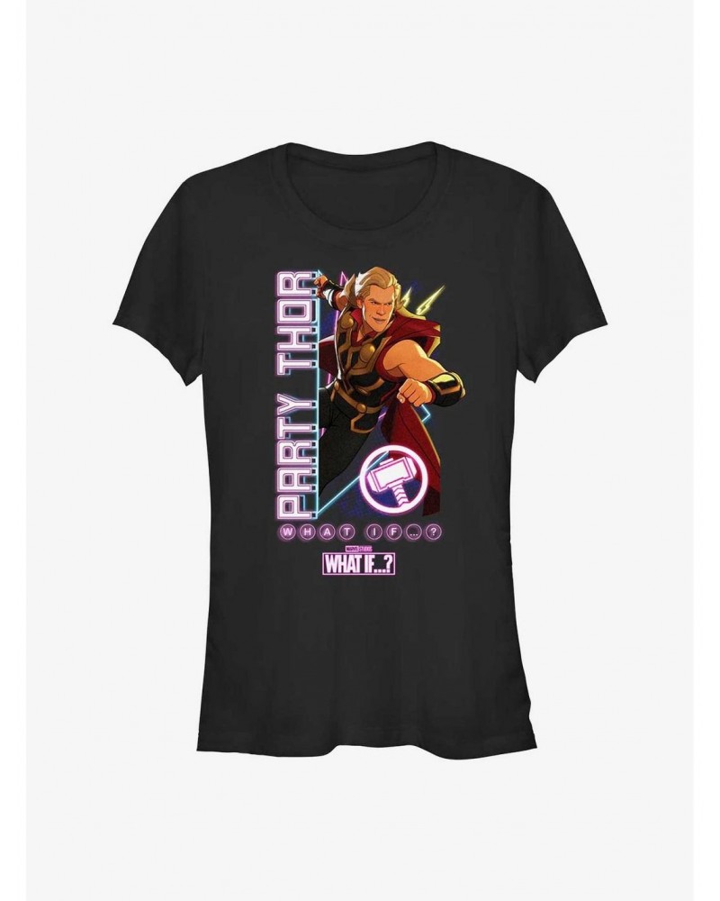 Marvel What If Party Time Thor Girls T-Shirt $8.37 T-Shirts