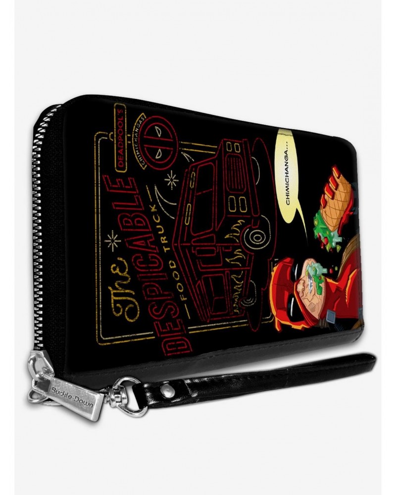 Marvel Deadpool Food Truck Chimichanga Pose Black Red Yellow Zip Around Wallet $15.36 Wallets