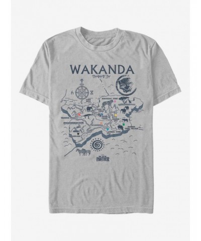 Marvel Black Panther Wakanda Map T-Shirt $9.37 T-Shirts