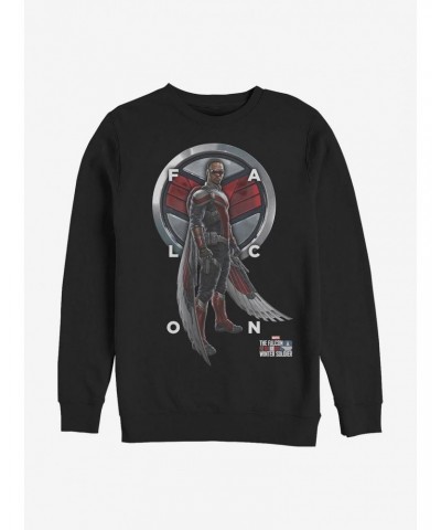 Marvel The Falcon And The Winter Soldier Falcon Grid Text Crew Sweatshirt $14.76 Sweatshirts