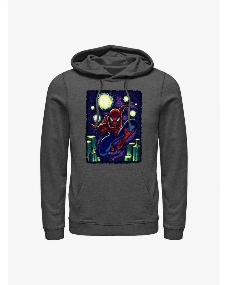 Marvel Spider-Man Starry New York Hoodie $16.52 Hoodies