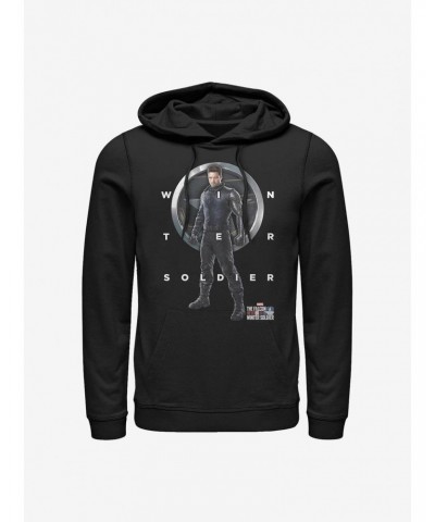 Marvel The Falcon And The Winter Soldier Bucky Grid Text Hoodie $14.37 Hoodies