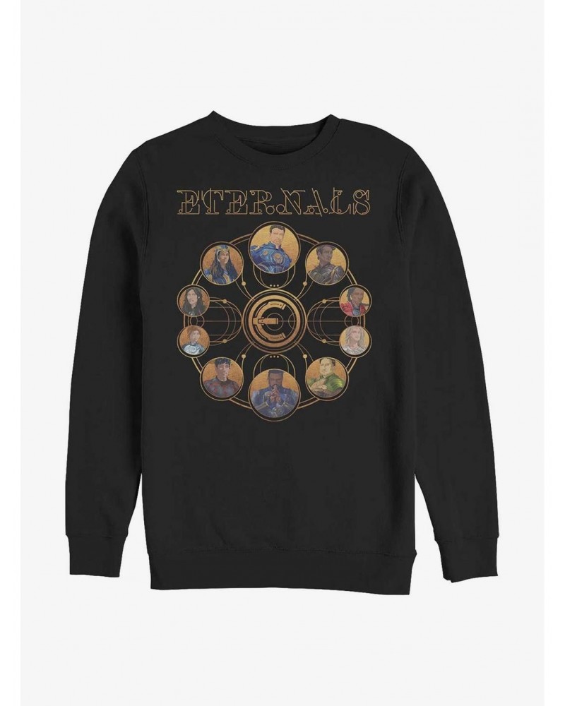 Marvel Eternals Circular Gold Heroes Crew Sweatshirt $10.63 Sweatshirts