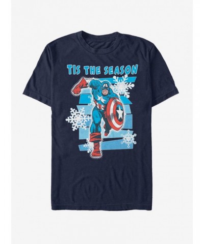 Marvel Captain America Tis The Season Snowflake T-Shirt $7.07 T-Shirts