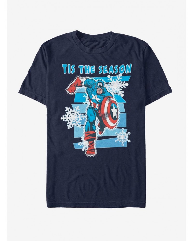 Marvel Captain America Tis The Season Snowflake T-Shirt $7.07 T-Shirts