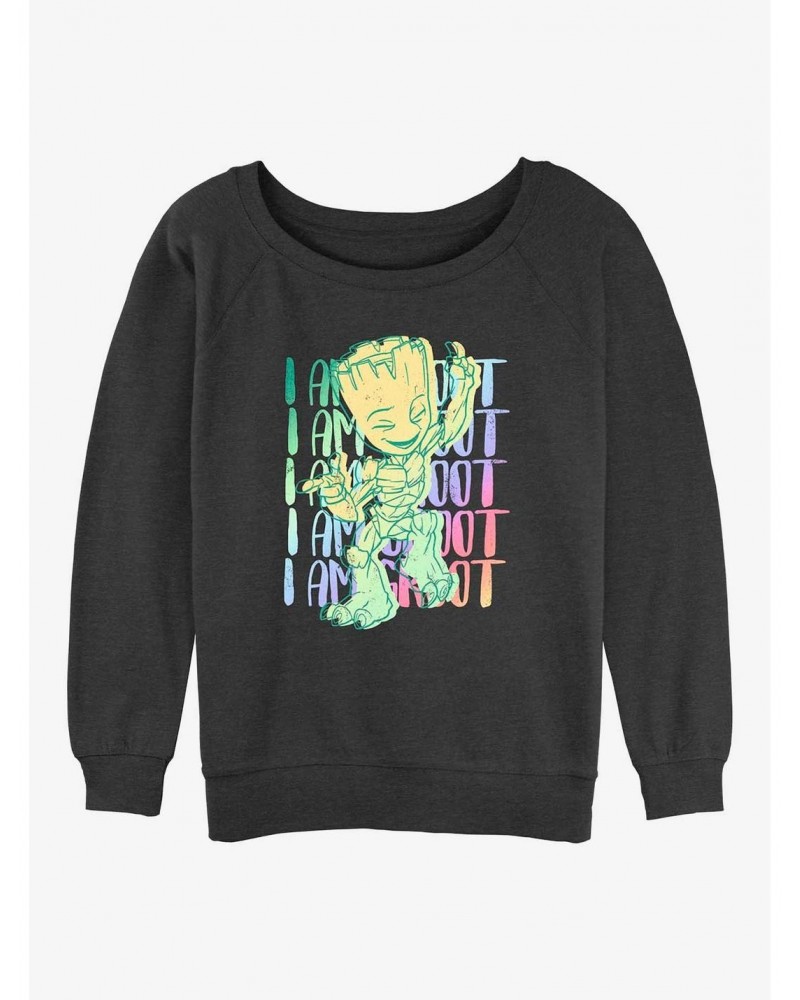 Marvel Guardians of the Galaxy Groot Stack Girls Slouchy Sweatshirt $11.51 Sweatshirts