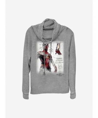 Marvel Spider-Man Sketched Cowlneck Long-Sleeve Girls Top $12.93 Tops