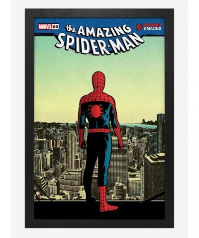 Marvel Spider-Man 60Th Ann Roof Framed Wood Wall Art $8.72 Merchandises