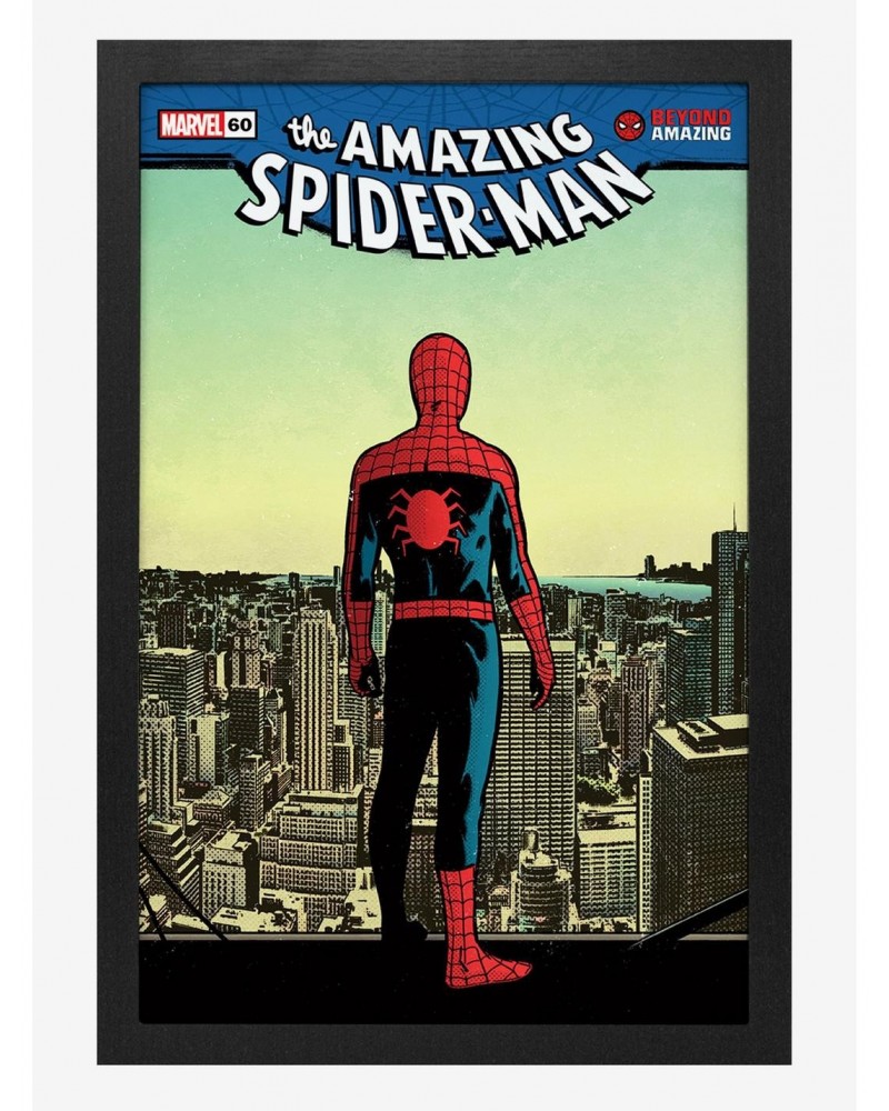 Marvel Spider-Man 60Th Ann Roof Framed Wood Wall Art $8.72 Merchandises