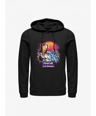 Marvel Thor: Love And Thunder Synthwave Sunset Hoodie $17.24 Hoodies