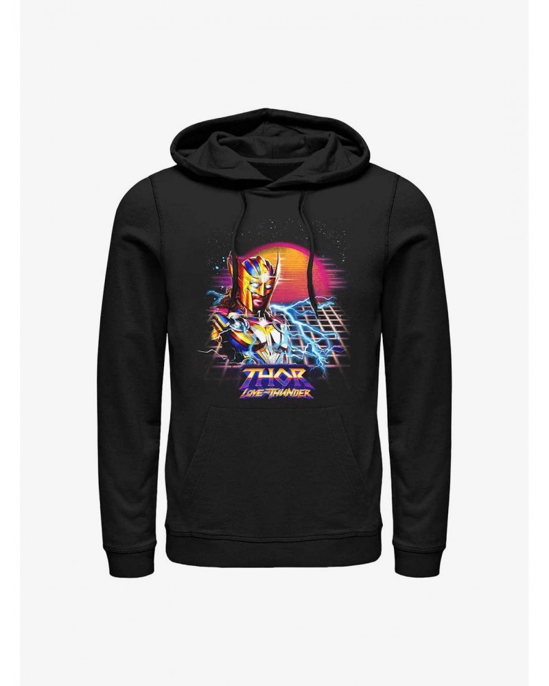 Marvel Thor: Love And Thunder Synthwave Sunset Hoodie $17.24 Hoodies