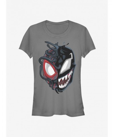 Marvel Spider-Man Venomized Miles Morales Mask Takeover Girls T-Shirt $8.76 T-Shirts