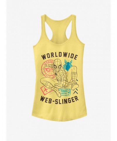 Marvel Spider-Man Far From Home World Wide Web Slinger Vintage Girls Tank $8.57 Tanks