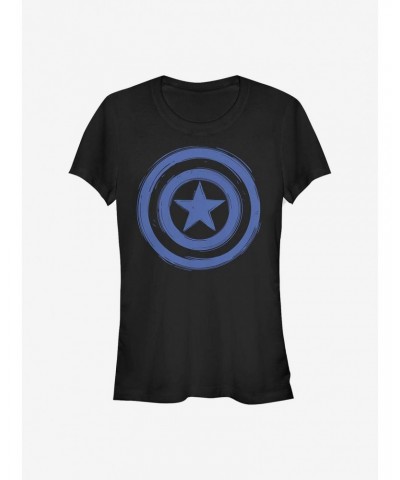 Marvel Captain America Woodcut Cap America Girls T-Shirt $7.97 T-Shirts